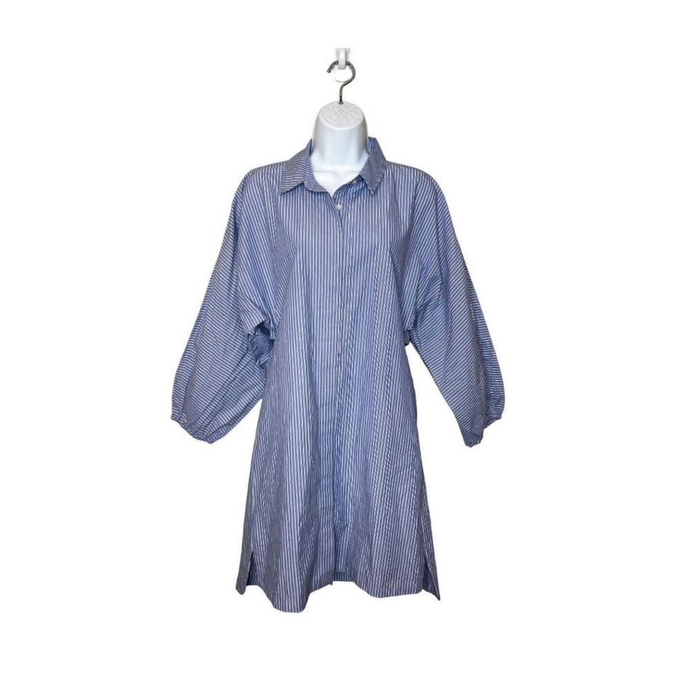 NWT Modern Citizen   Open Back Shirt Dress Button Down Blue‎ Stipe Cotton Size S